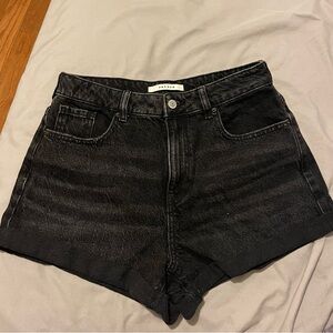 PacSun Black Jean Shorts High-Waisted Frayed Hem